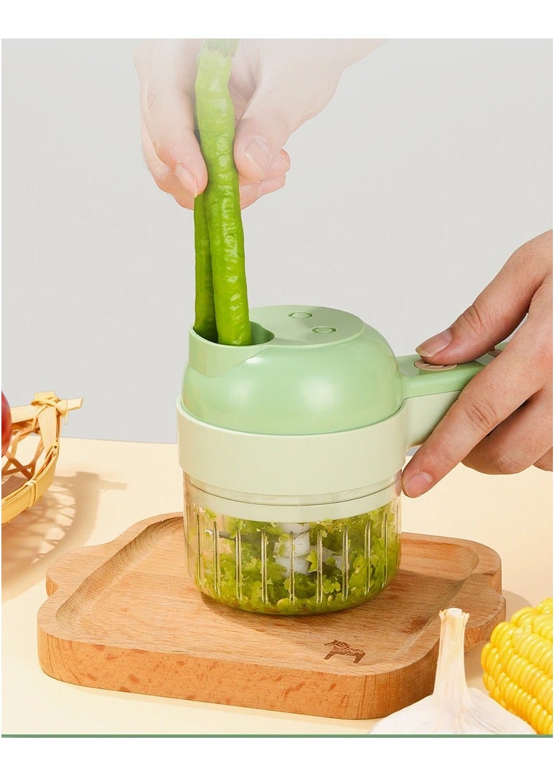 DubaiGallery 4 in 1 Handheld Electric Vegetable Cutter Set, Portable Mini Wireless Food Processor with Brush, Gatling Vegetable Cutter Electric Garlic Chopper for Garlic Pepper Chili Onion Celery Ginger Meat - Image 4