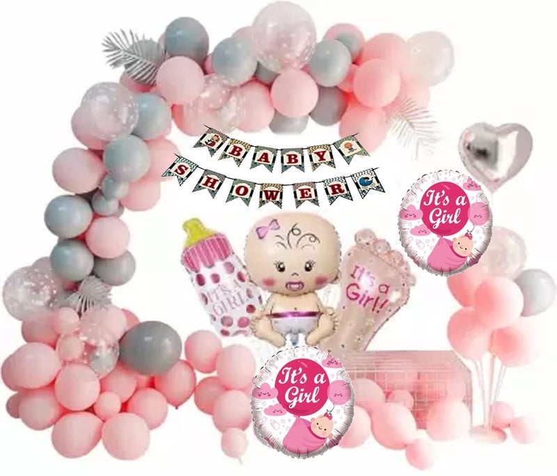 SOI Pack of 43 Baby Shower Decoration Items | Baby Balloon | Baby Feet Decoration | Baby Shower Banner | Baby Shower Props For Decorations - Image 1