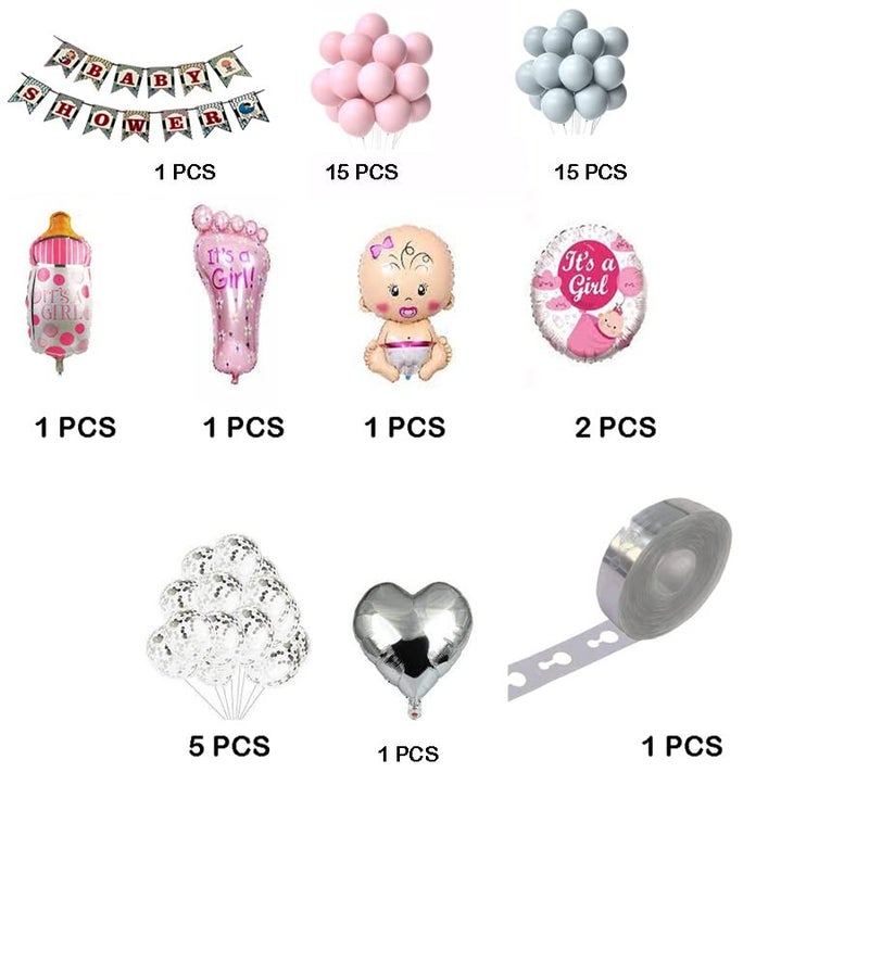 SOI Pack of 43 Baby Shower Decoration Items | Baby Balloon | Baby Feet Decoration | Baby Shower Banner | Baby Shower Props For Decorations - Image 2
