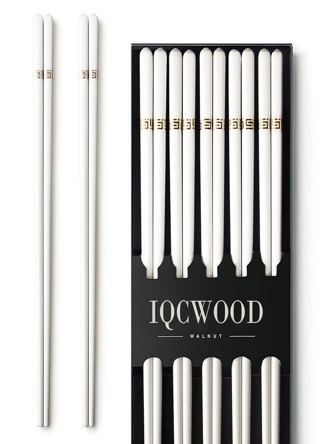 IQCWOOD Chopsticks, 5 Pairs Ceramics Chopsticks, 9.6 Inch Reusable Chopsticks Dishwasher Safe, High-grade Bone Porcelain Chopsticks with Case - Image 1
