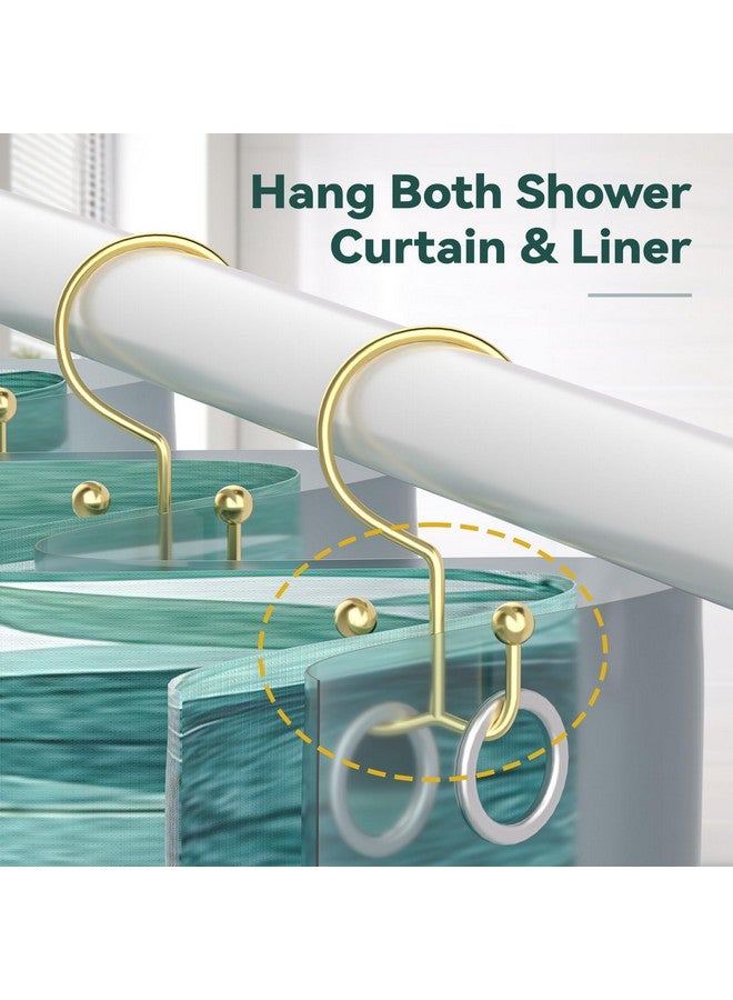 Goowin Goowin Shower Curtain Hooks, 12 Pcs Shower Curtain Rings, Durable Gold Shower Curtain Hooks, Double Glide Shower Curtain Rings Rust Proof, Simple Shower Hooks for Shower Curtain & Liner, Gold  - Image 4