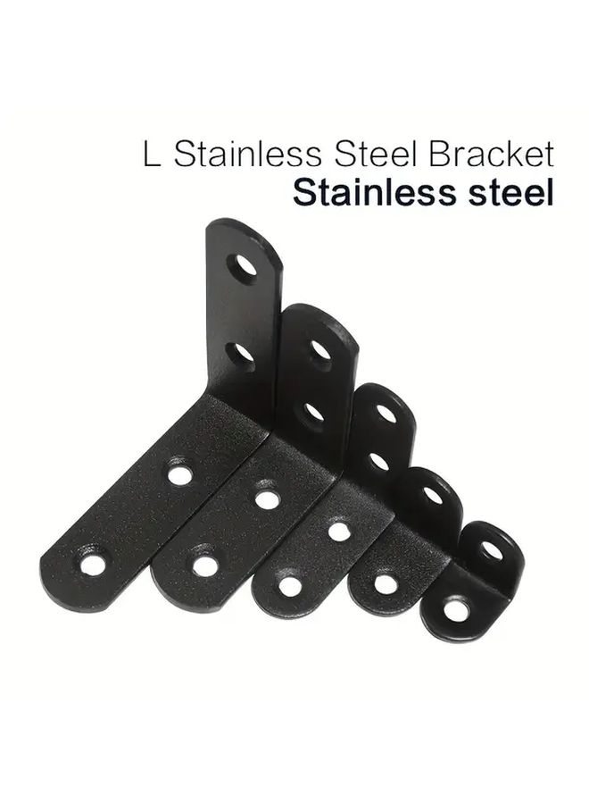 10 Pcs 4x1.6cm Heavy Duty L Shaped Black Corner Brackets 90 Degree Angle Shelf Support for Wood Cabinet Chair Bookshelf - Image 1