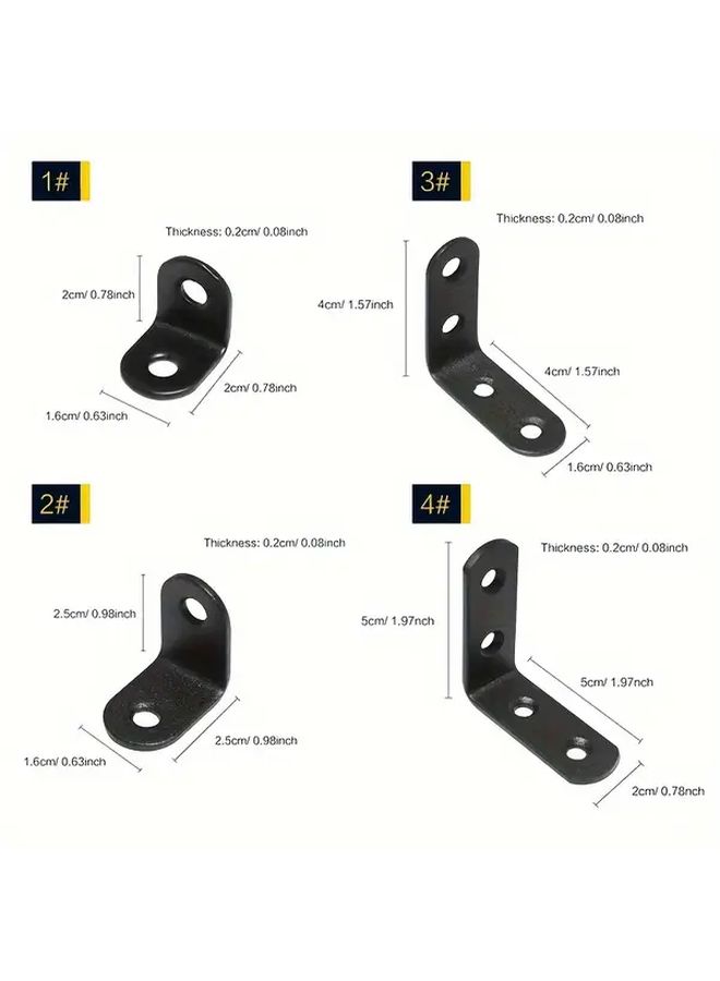 10 Pcs 4x1.6cm Heavy Duty L Shaped Black Corner Brackets 90 Degree Angle Shelf Support for Wood Cabinet Chair Bookshelf - Image 2