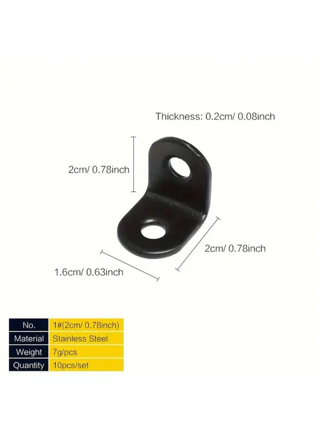 10 Pcs 4x1.6cm Heavy Duty L Shaped Black Corner Brackets 90 Degree Angle Shelf Support for Wood Cabinet Chair Bookshelf - Image 5
