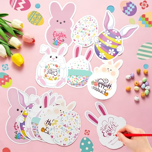 ALLTOOALL 42-Pack Happy Easter Cards for Party & Classroom, Floral Tree Themed Candy Cards, Greeting Cards Holder for School Party Favors, Craft Activities - Image 3