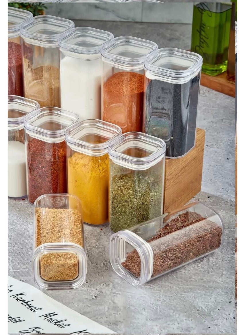 Kitchen Pembelia Labeled 300 ml Acrylic Spice Jar Set Storage Container with Transparent Label  - Image 2