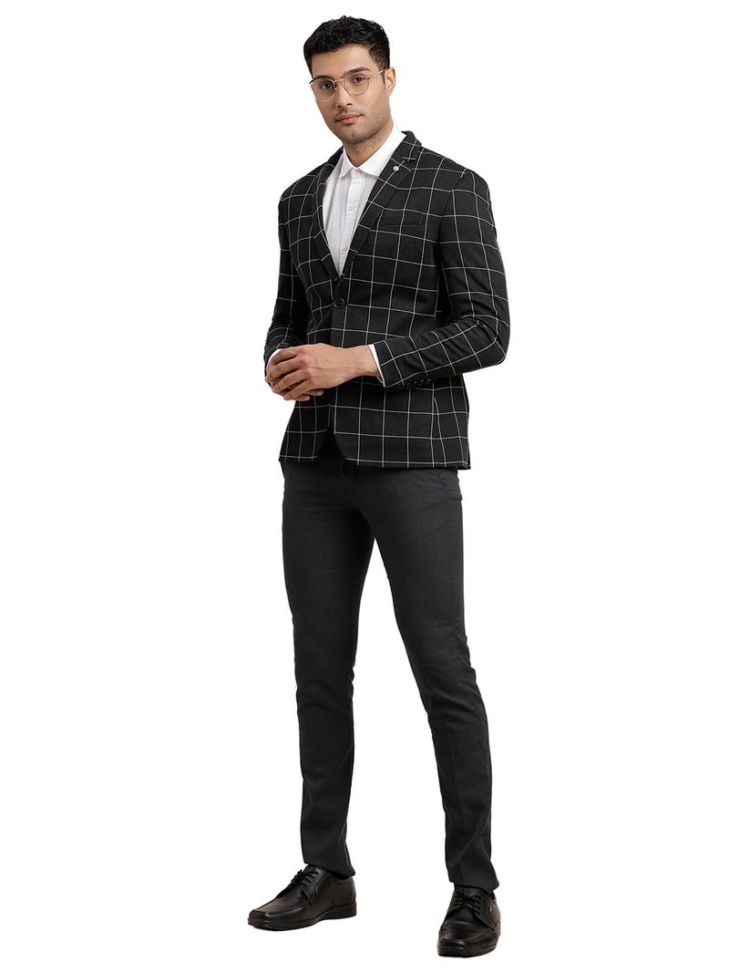 Turtle Men’s Knitted Checkered Dark Grey Blazer || Premium Casual & Formal Layering Jacket || Smart Casual & Office Wear - Image 4