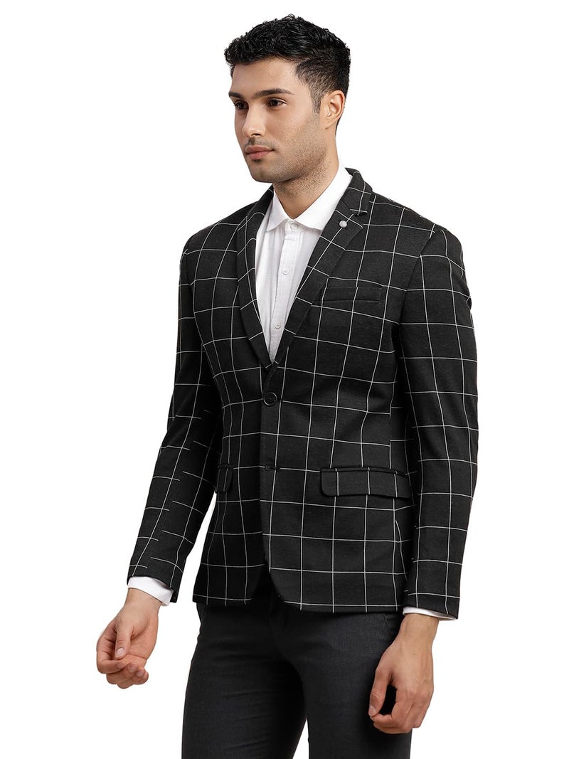 Turtle Men’s Knitted Checkered Dark Grey Blazer || Premium Casual & Formal Layering Jacket || Smart Casual & Office Wear - Image 3