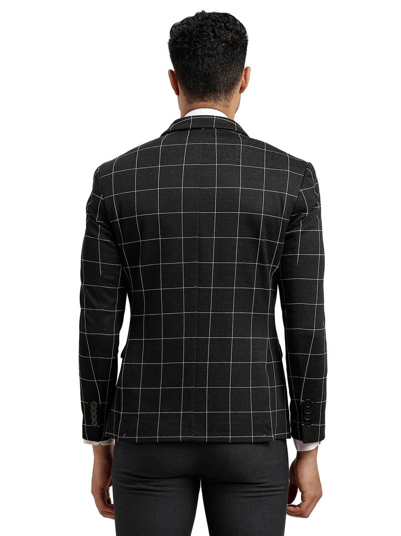 Turtle Men’s Knitted Checkered Dark Grey Blazer || Premium Casual & Formal Layering Jacket || Smart Casual & Office Wear - Image 2