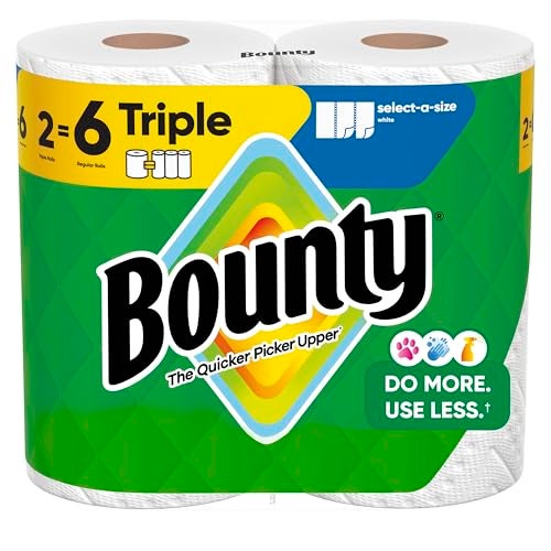 Bounty Select-A-Size Paper Towels, White, 2 Triple Rolls = 6 Regular Rolls - Image 1