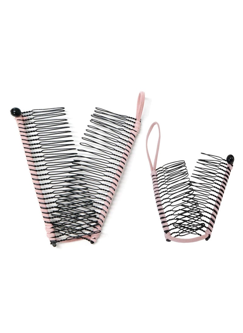 GETACOTA - Banana Hair Clips for Women 2 Pieces 1 Piece 30 Teeth  1 Piece 20 Teeth Adjustable Stretch Ponytail Holder Accessory Double Combs Thick Curly Hair Pink 2p - Image 1