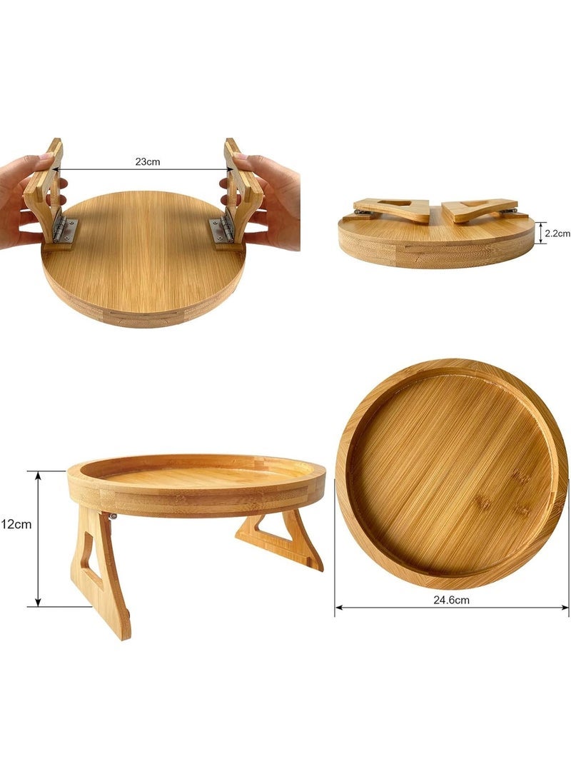 Cady One A foldable side table with a sturdy double armrest for the sofa; a versatile round serving tray ideal for serving meals and coffee; a wide-top coffee table that is lightweight and easy to carry. - Image 2