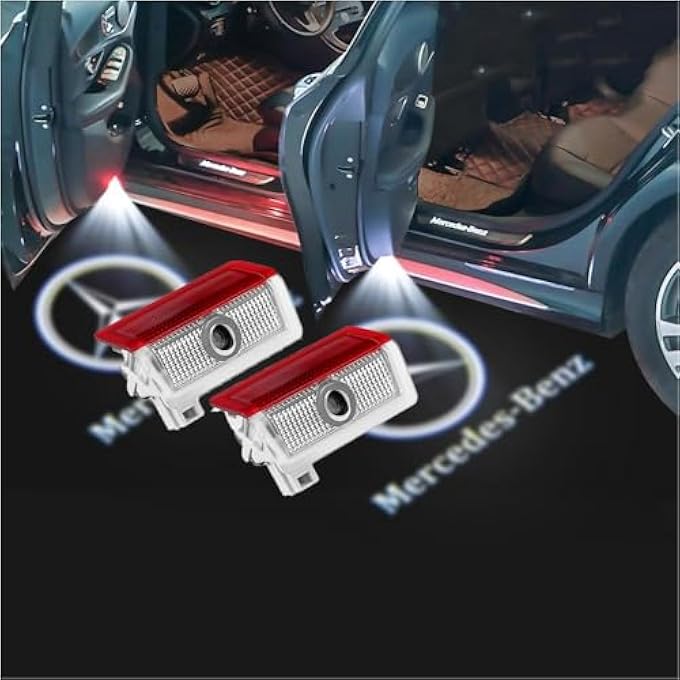Bukela 2 Pcs Car Door Light Logo Projector Laser Ghost Shadow Courtesy Light Hd Lighting Projector Led Welcome Light Compatible With Mercedes Benz C W205 A W176 B W246 E W212 W213 Ml Gla Glc Gle Gls - Image 1