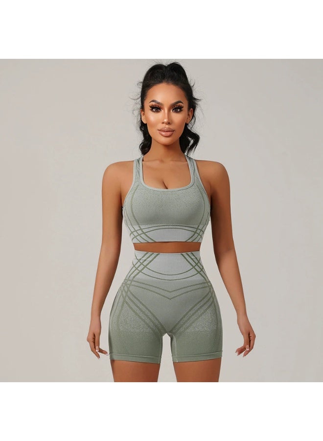 general Seamless gradient dyeing yoga set, high-waisted fitness pants with buttock-enhancing function, high-elasticity sports outfit - Image 1