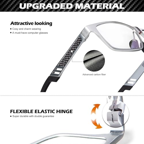 ANYLUV Blue Light Blocking Glasses Men Computer Gaming Glasses Lightweight Al-Mg Metal Anti Eyestrain Eye Protection - Image 3