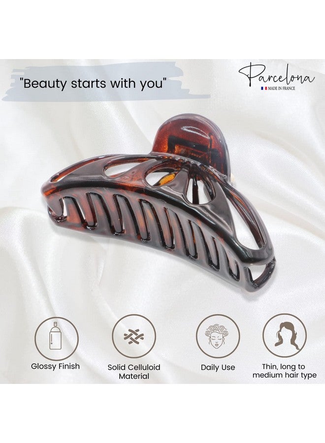 Parcelona French Rain Drop Small 2 3/4 Inch Celluloid Shell Claw Jaw Hair Clip For Fine Hair Types (Shell) - Image 2