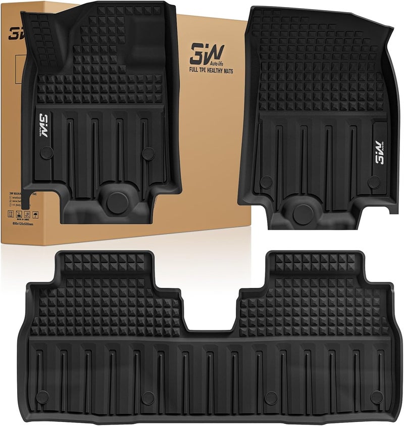3W Floor Mats Fit for 2024-2025 2026 Chevrolet Chevy Equinox EV (Non Fuel), TPE All Weather Custom Fit for Chevrolet Equinox EV (Non Fuel) Accessories 1st and 2nd Row Full Set Car mats - Image 1