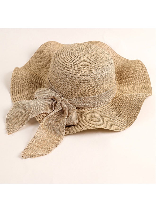 Women's Fashion Sunshade Hat Lace Hollow Woven Big Brim Beach Hat Ruffle Design Foldable Flower Woven Fisherman Hat - Image 1