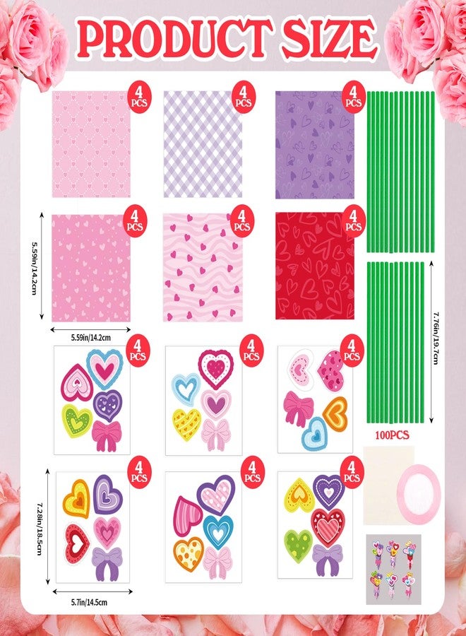 FOIMAS 24 Sets Heart Bouquet Craft Kit Make Your Own Heart Flower Bouquet Craft for Valentine's Day Mother's Day Teacher Appreciation Home Spring Holiday Party Fun Activities - Image 2