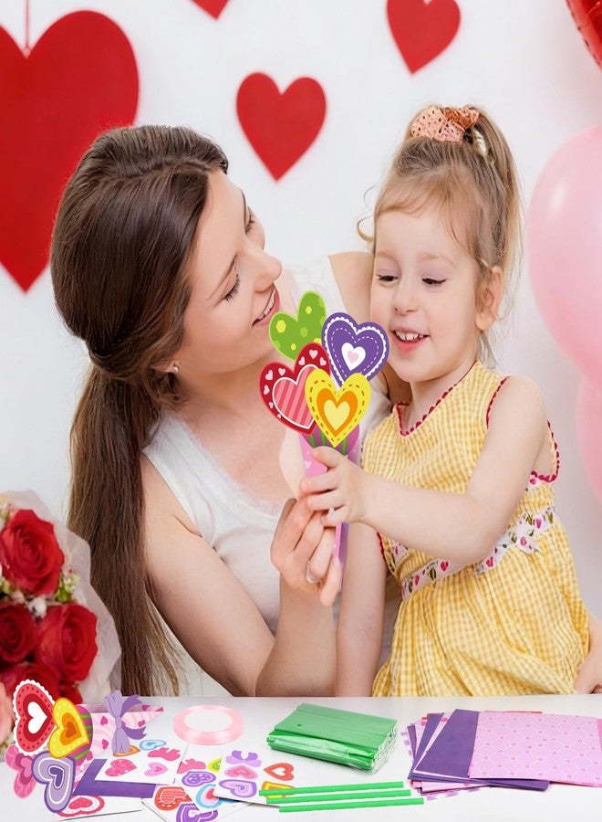 FOIMAS 24 Sets Heart Bouquet Craft Kit Make Your Own Heart Flower Bouquet Craft for Valentine's Day Mother's Day Teacher Appreciation Home Spring Holiday Party Fun Activities - Image 5