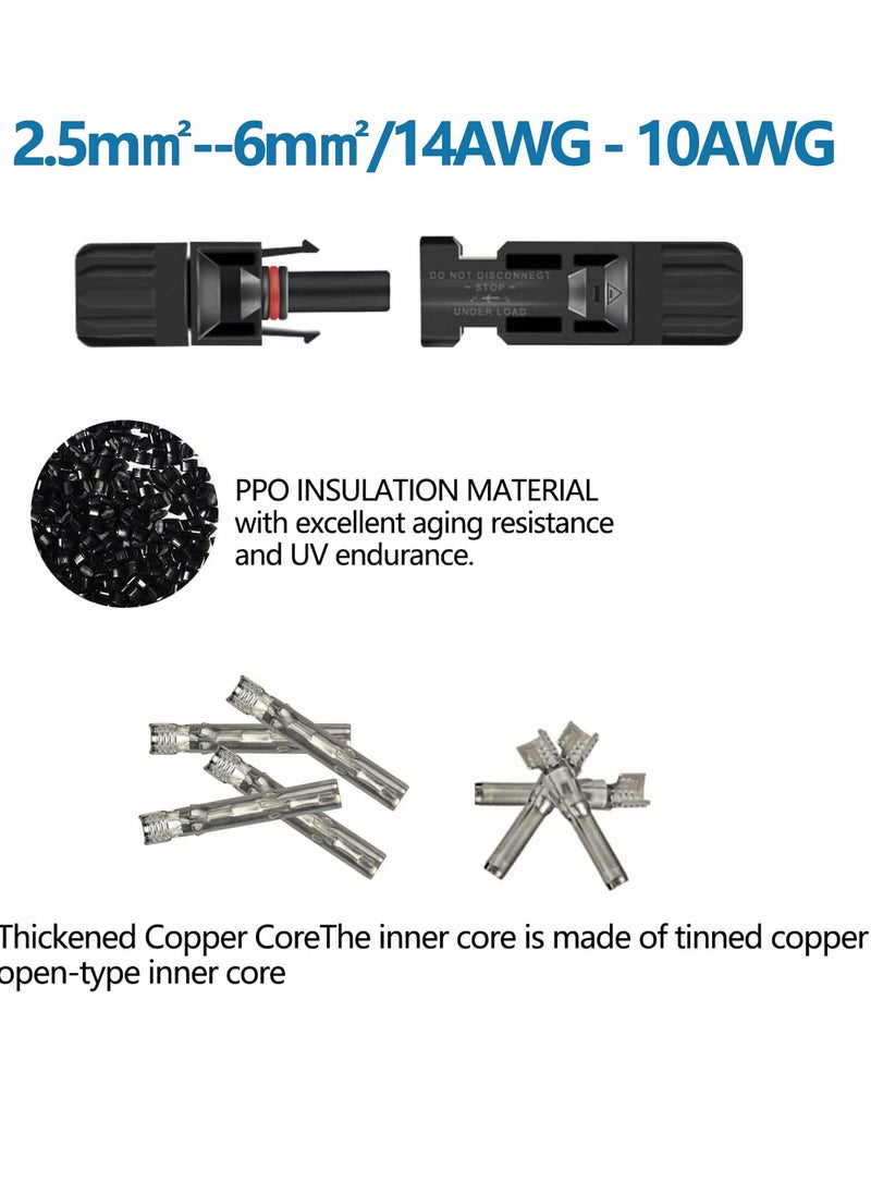 SYOSI - 12 Pieces Solar Connectors MC4 Panel Cable with Spanners IP67 Waterproof 6 Pairs Male Female 1000V 30A 14AWG 10AWG - Image 1