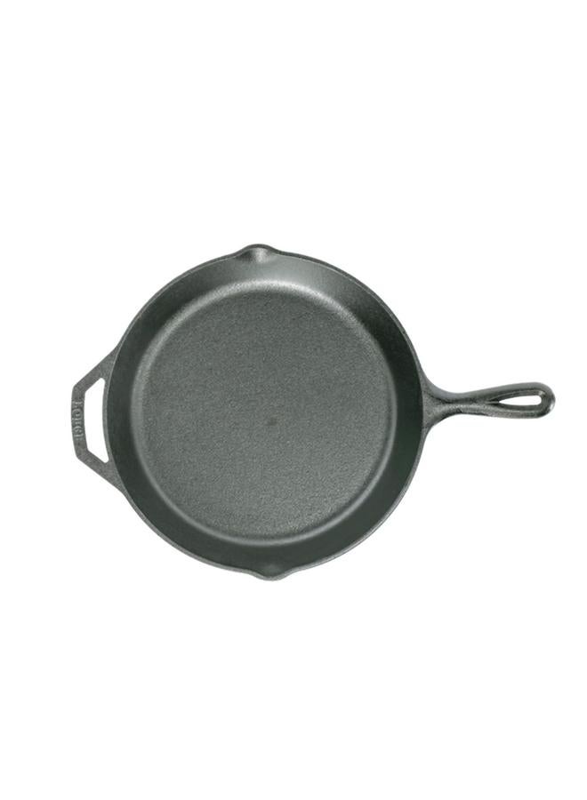 مقلاة دائرية غير لاصقة من الحديد الزهر مع حلقة تعليق باللون الأسود مقاس 12 بوصة - Image 3