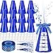 Rotatingpals 12 Pcs Blue Cheer Megaphone Bulk Plastic DIY Megaphone Party Accessory Cheerleading Centerpiece Decor for School Cheers Sports Match Game Outdoor Activities CheerBlue White - Image 2