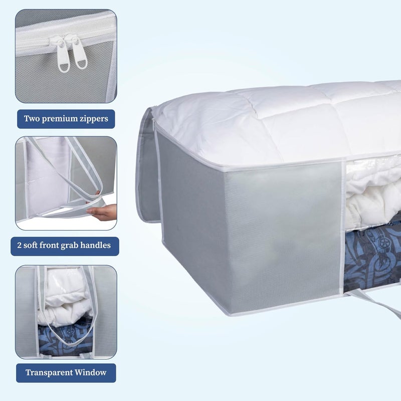 HomeStrap Underbed Storage Bag/Organizer/Blanket Cover with Front Handle (Pack of 4, Grey) - Image 3
