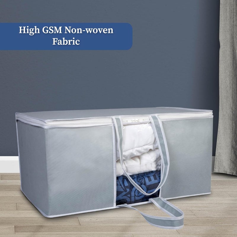 HomeStrap Underbed Storage Bag/Organizer/Blanket Cover with Front Handle (Pack of 4, Grey) - Image 5