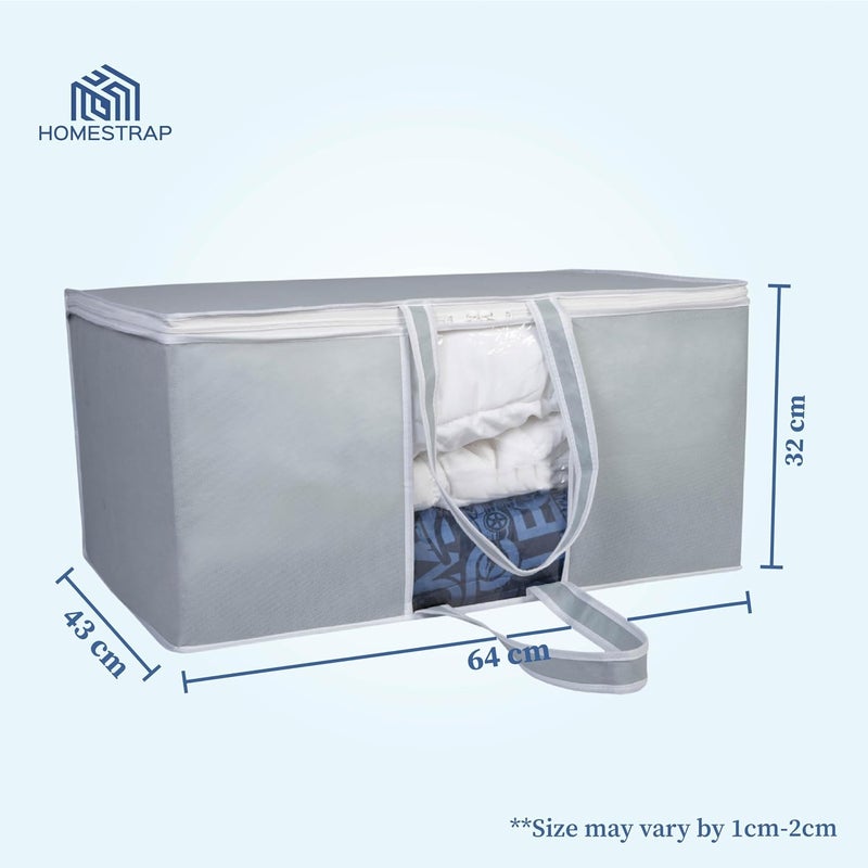 HomeStrap Underbed Storage Bag/Organizer/Blanket Cover with Front Handle (Pack of 4, Grey) - Image 2