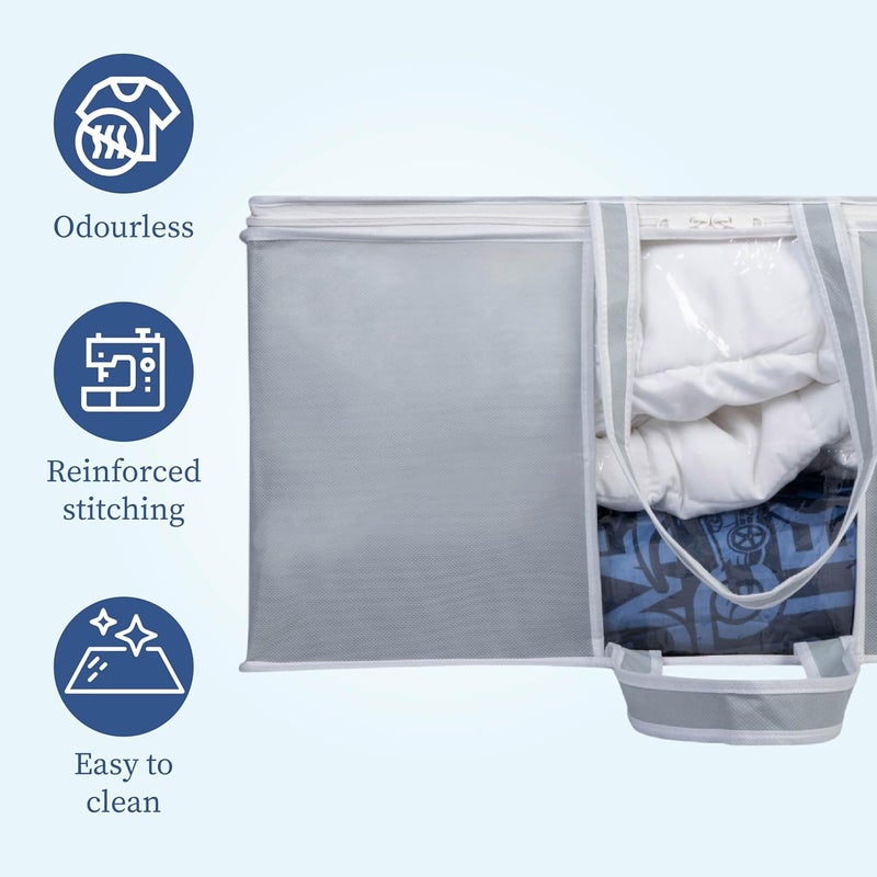 HomeStrap Underbed Storage Bag/Organizer/Blanket Cover with Front Handle (Pack of 4, Grey) - Image 4