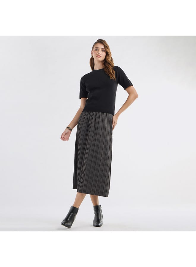 Splash FAV Solid Round Neck T-shirt with Short Sleeves  - Image 2