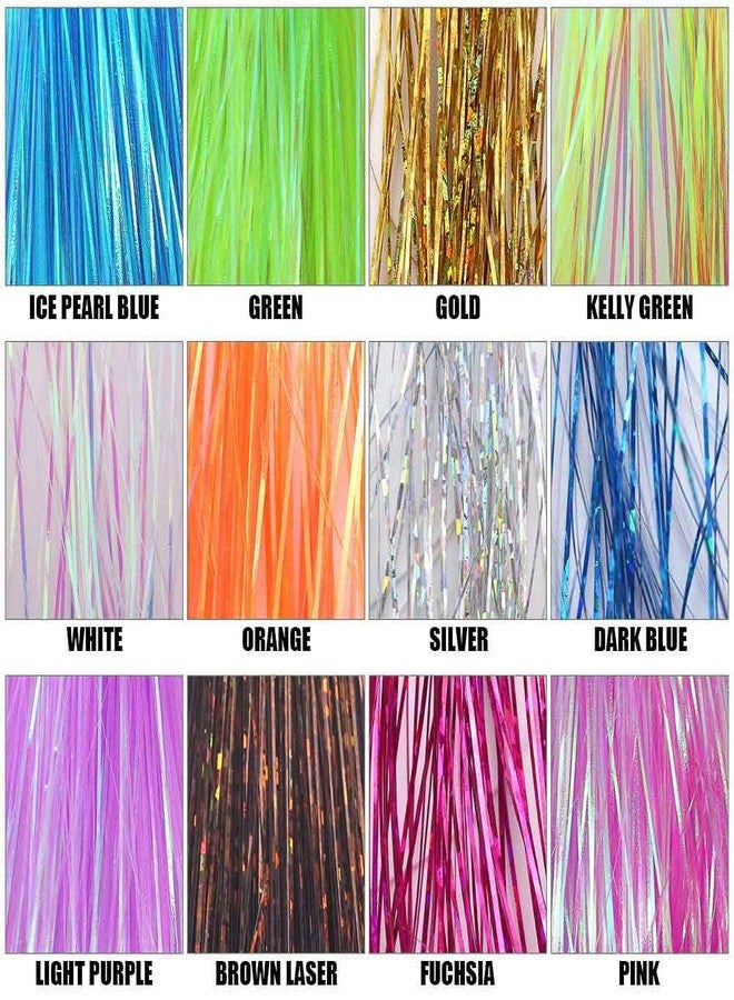 LURELINK-Flashabou-Fly-Tying-Materials-Making-Flies-Jig-Fishing-Lure-Supplies 12&24 Colors Crystal Krystal Flash String Holographic Ripple Saltwater Freshwater (24-Color Combinations) - Image 4