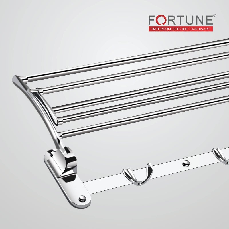 FORTUNE Classic Stainless Steel Folding Towel Rack for Bathroom | Towel Stand | Towel Hanger | Bathroom Accessories (18 Inch) - Image 4