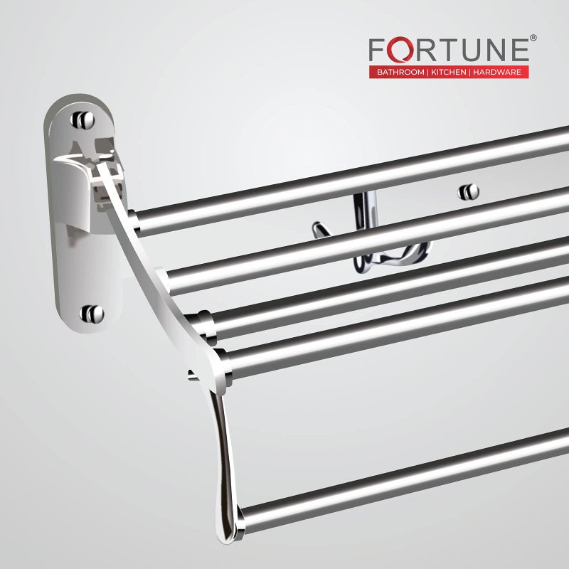 FORTUNE Classic Stainless Steel Folding Towel Rack for Bathroom | Towel Stand | Towel Hanger | Bathroom Accessories (18 Inch) - Image 5