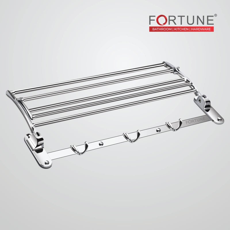 FORTUNE Classic Stainless Steel Folding Towel Rack for Bathroom | Towel Stand | Towel Hanger | Bathroom Accessories (18 Inch) - Image 3