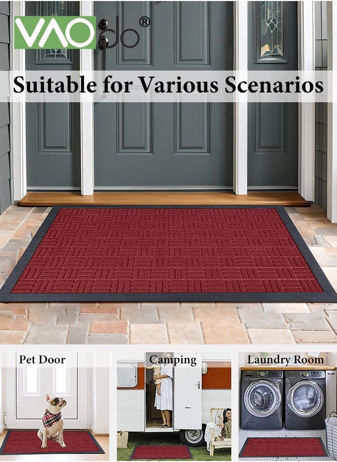 VAOdo Front Door Mat, Heavy Duty Durable Welcome Mat for Outdoor Indoor, Dirt Trapper Waterproof Super Absorbent Door Mat, Anti-Slip Trapping Rugs for Entryway Outside Patio Porch  - Image 2