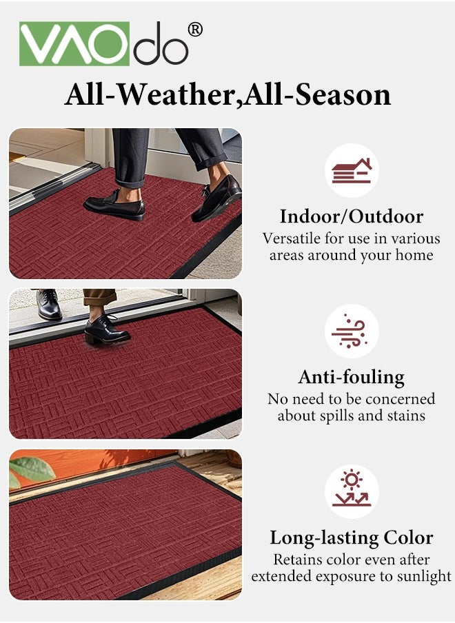 VAOdo Front Door Mat, Heavy Duty Durable Welcome Mat for Outdoor Indoor, Dirt Trapper Waterproof Super Absorbent Door Mat, Anti-Slip Trapping Rugs for Entryway Outside Patio Porch  - Image 4