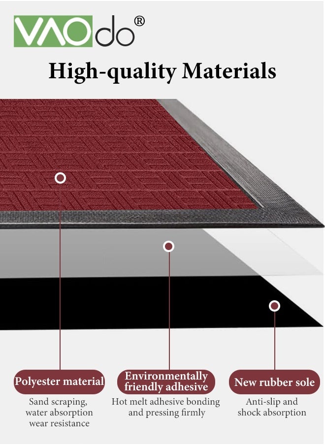 VAOdo Front Door Mat, Heavy Duty Durable Welcome Mat for Outdoor Indoor, Dirt Trapper Waterproof Super Absorbent Door Mat, Anti-Slip Trapping Rugs for Entryway Outside Patio Porch  - Image 5