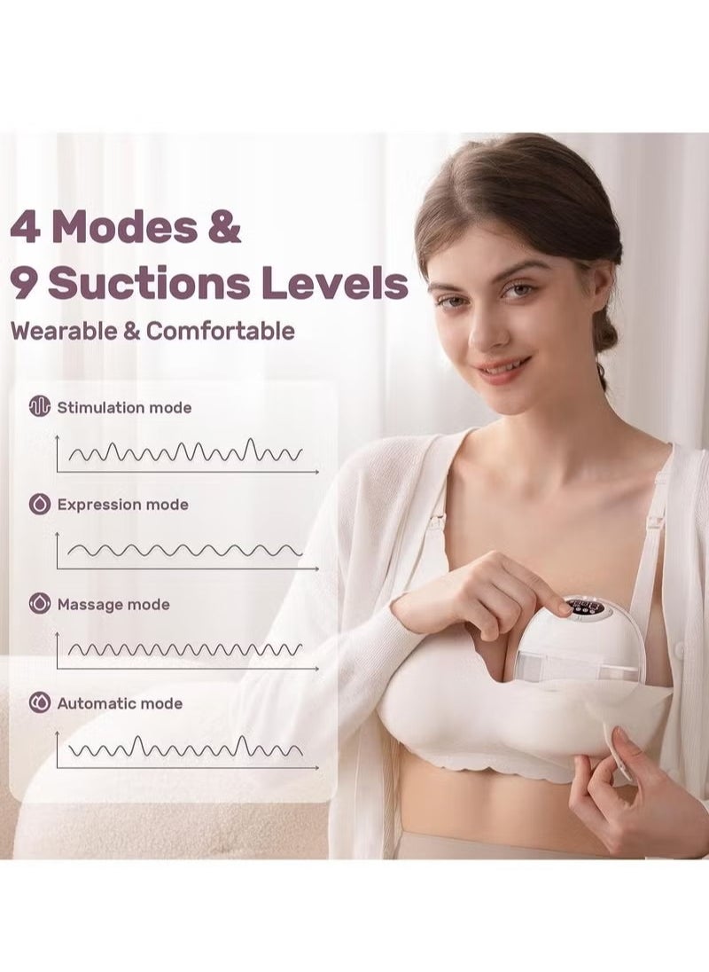 Gonice Wearable Breast Pump, Hands-Free Breast Pump with 4 Modes & 9 Levels, Double Electric Breast Pump with Display, Portable Breast Pump  - Image 5