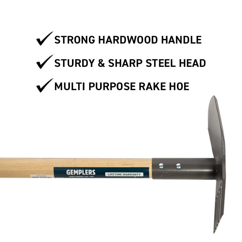 Gempler's Gemplers Steel Rake Hoe with Wood Handle, 5 Wide Tines, Multi-Purpose Tool for Gardening, Planting, and Fire Prevention, Commercial Grade - Image 5