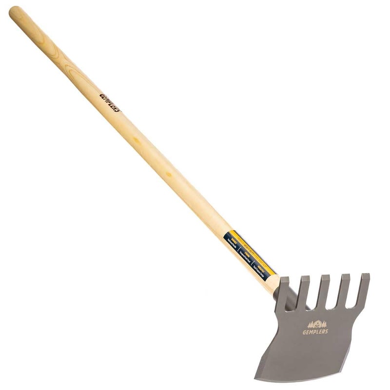 Gempler's Gemplers Steel Rake Hoe with Wood Handle, 5 Wide Tines, Multi-Purpose Tool for Gardening, Planting, and Fire Prevention, Commercial Grade - Image 1