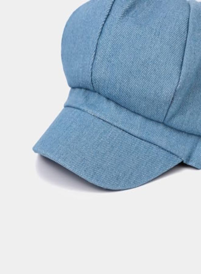 Women's All-Match Cowboy Newsboy Hat British Style Paintwork Hat Blue - Image 4