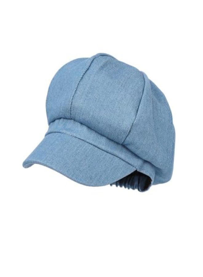Women's All-Match Cowboy Newsboy Hat British Style Paintwork Hat Blue - Image 1
