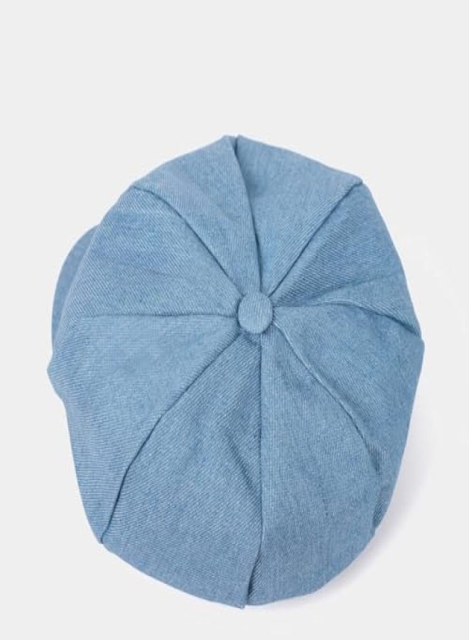 Women's All-Match Cowboy Newsboy Hat British Style Paintwork Hat Blue - Image 3