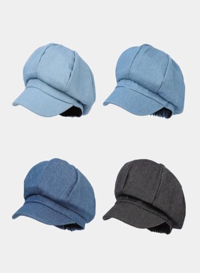 Women's All-Match Cowboy Newsboy Hat British Style Paintwork Hat Blue - Image 2