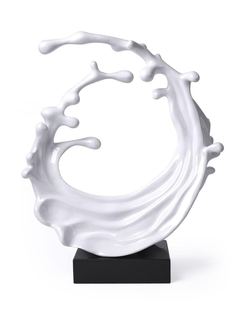 NENBOLEC Abstract Sculpture Decor Modern Arts Sea Wave Figurine Table Centerpiece Statue Polyresin White 16.5 inch - Image 1