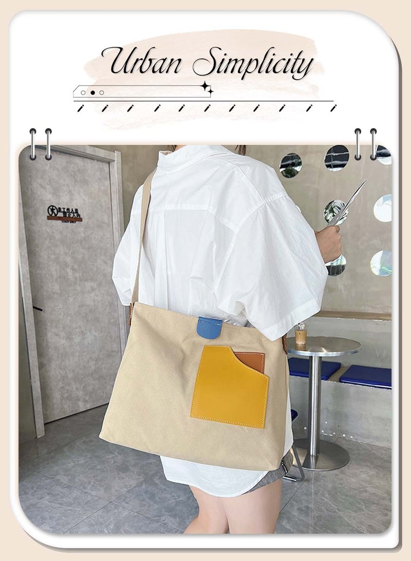 Moovant Fashion Trend Dynamic Canvas Bag for Women, Shoulder Bag Tote Bag Casual Crossbody Bag Niche Color Patchwork Design Bag for Girls Commuting, Work, Shopping, School  - Image 2