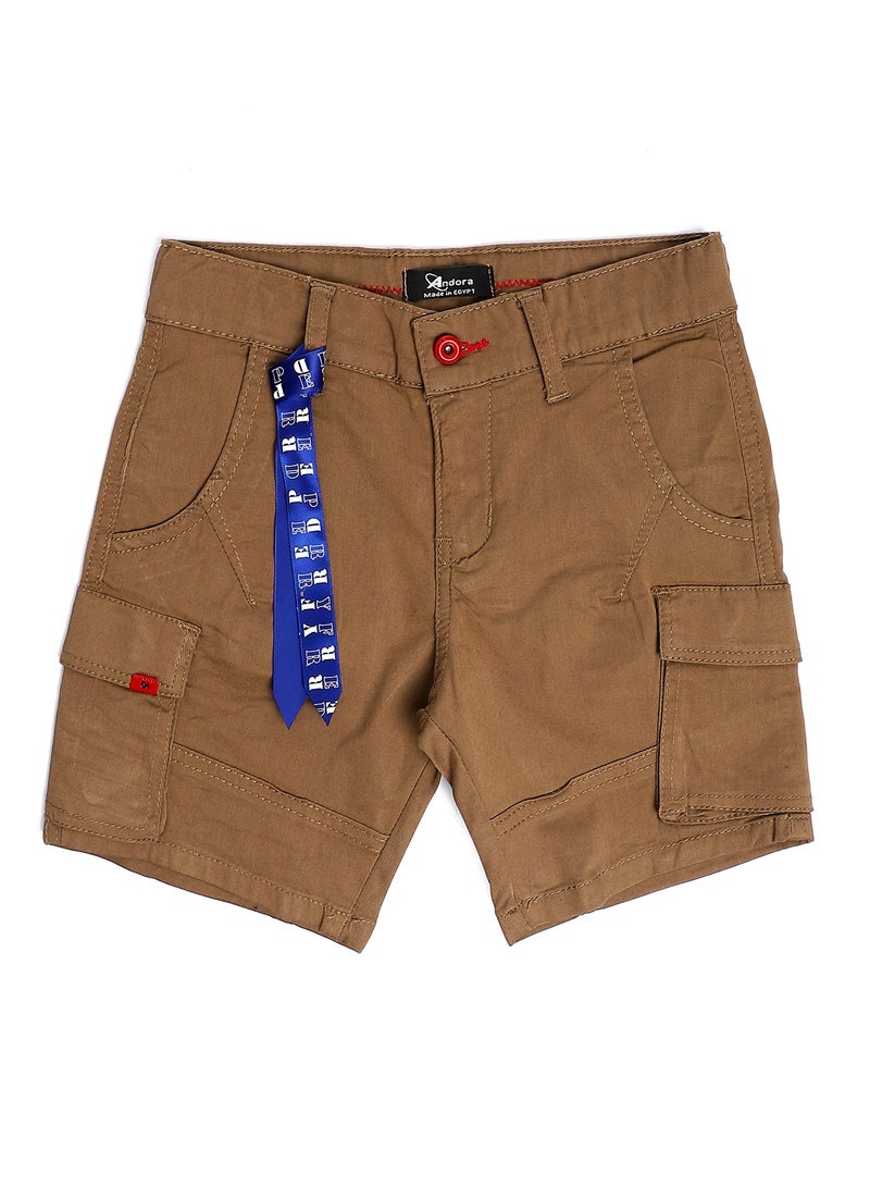 Andora Plain Boys Summer Cargo Short - Dark Coffee  - Image 1
