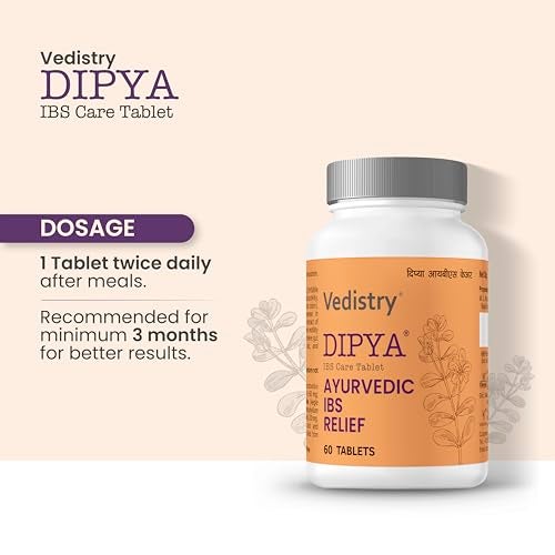 Vedistry Dipya IBS Care Tablet | Clinically Tested 100% Ayurvedic Support for IBS Relief | Helps With Diarrhoea Bloating Gas Abdominal Discomfort & Irregular Bowel Movements | Gut Health & Digestive Comfort – 60 Tablets (Pack of 2) - Image 2